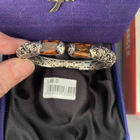 JOHN HARDY BRACELET 18K STERLING SMOKEY QUARTZ KICK CUFF - Picture 2 of 5